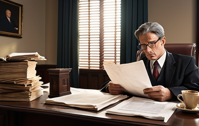 **A lawyer deeply immersed in legal documents and news, early morning, strong coffee on the desk, highlighting the importance of monitoring legislative changes and analyzing judicial practice. The scene should convey a sense of focus, intelligence, and the demanding nature of legal work.**