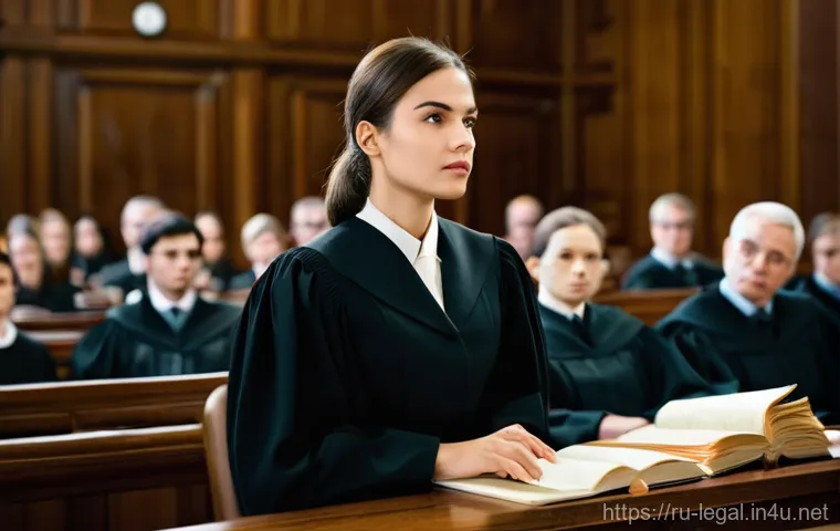 법률 자문가의 이론과 실무 차이 - **Prompt:** "A determined young female lawyer in her late 20s, impeccably dressed in a sharp dark bu...