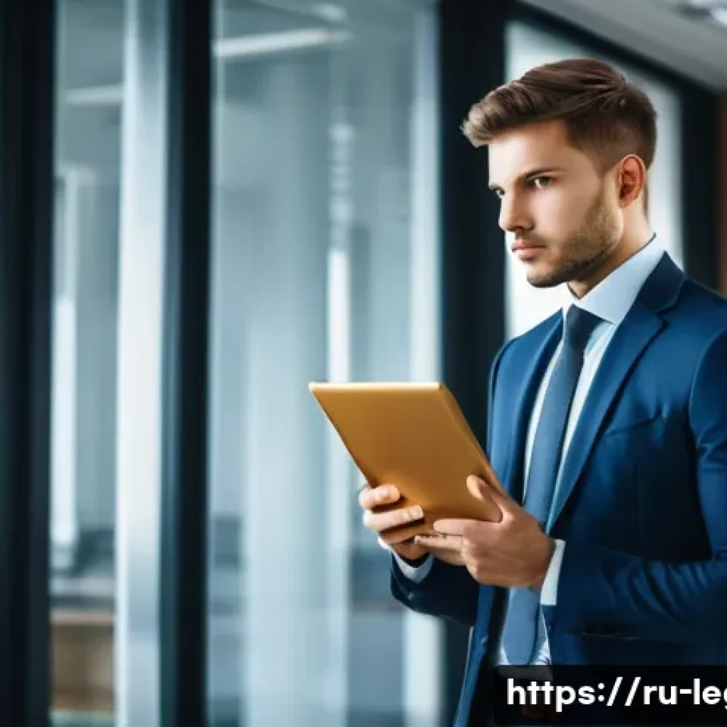 법률자문가 커리어 패스 - **Prompt:** A young, determined professional, dressed in a sharp business suit, stands thoughtfully ...