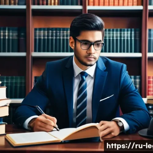 법률자문가의 직무 적합성 평가 - A professional lawyer in a modern office setting, dressed in formal business attire including a tail...