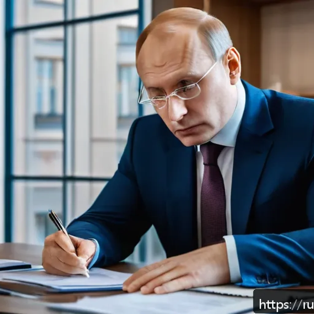 법률 자문가의 법률문제 해결 방법 - A professional Russian lawyer in a modern office setting, carefully examining legal documents and di...