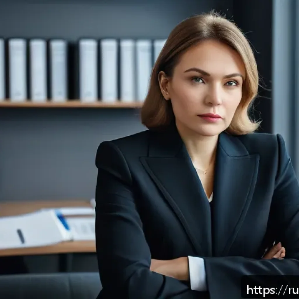 법률자문가의 직무 능력 평가 - A professional Russian lawyer in a modern office setting, attentively listening to a client while ta...